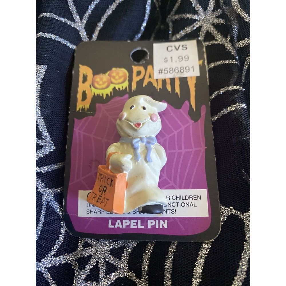 Halloween Vintage 1997 CVS Boo Party HALLOWEEN LAPELPIN 586891 Ghost Friendly